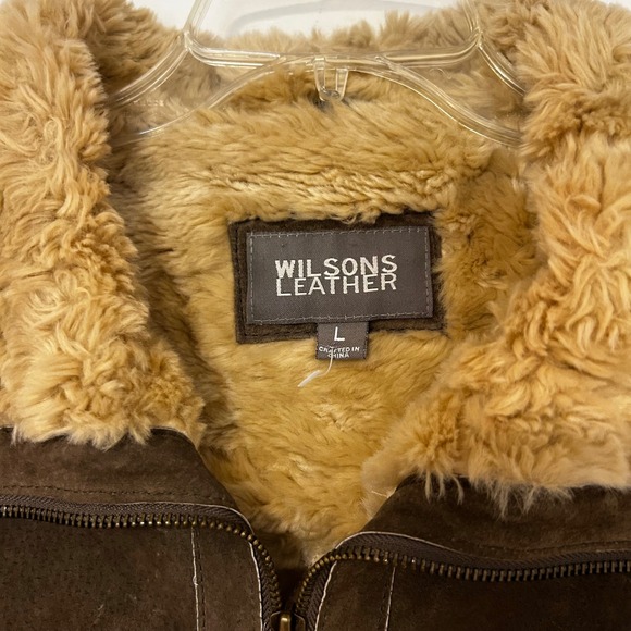 Wilsons Leather Maxima Brown Suede Fur Lined Penny Lane Aviator Jacket Women's L - Picture 8 of 8